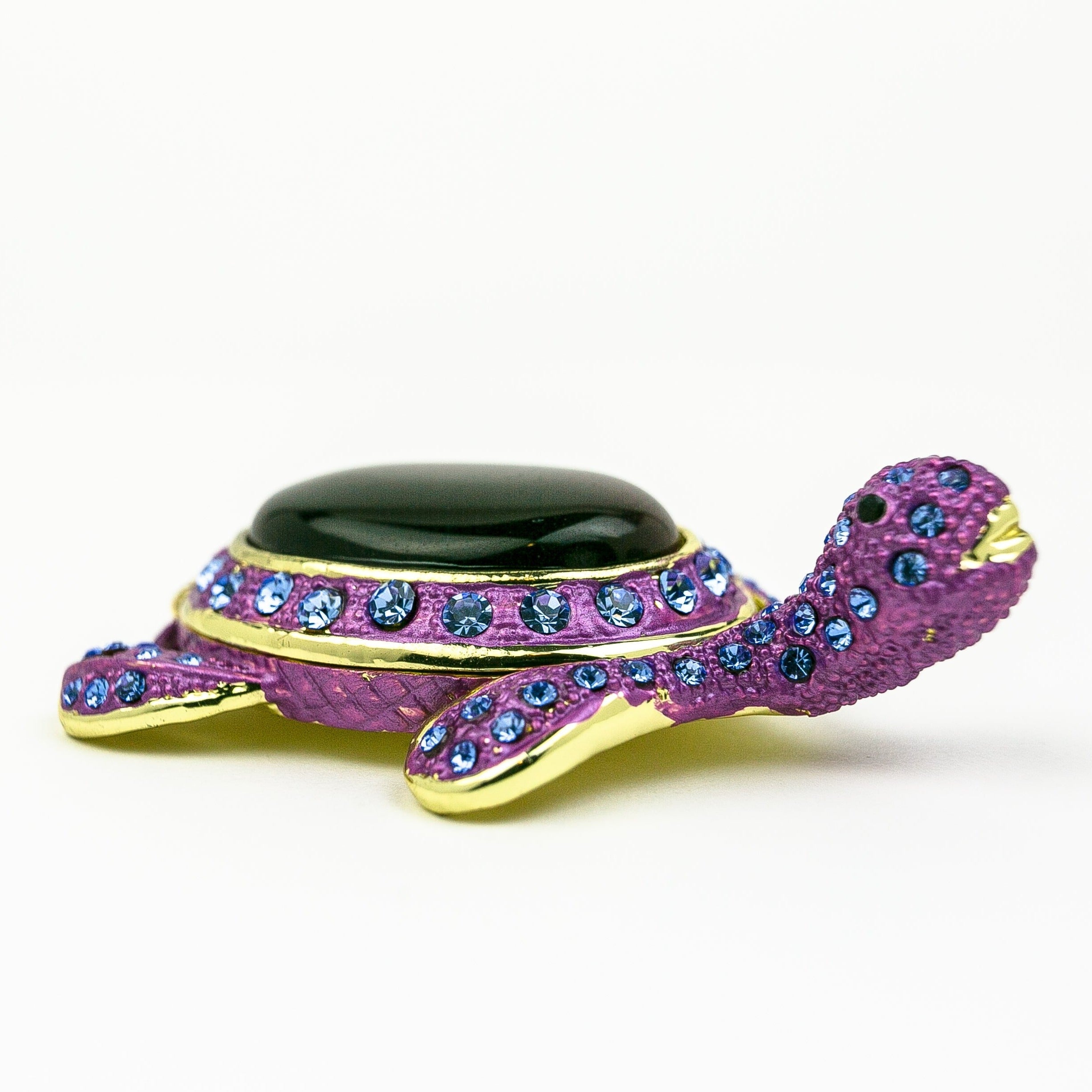 Violet Turtle Decorated with Blue Crystals-0